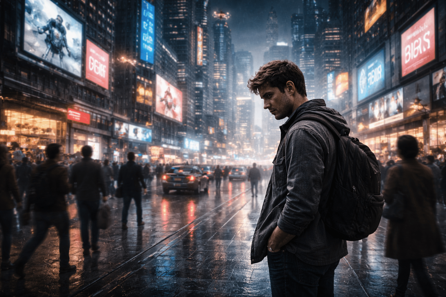 tecnica, uomo, solo, città