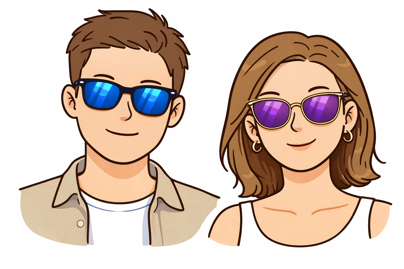 Occhiali blu e occhiali viola