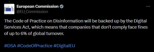 unione europea commissione codice di condotta DSA media web