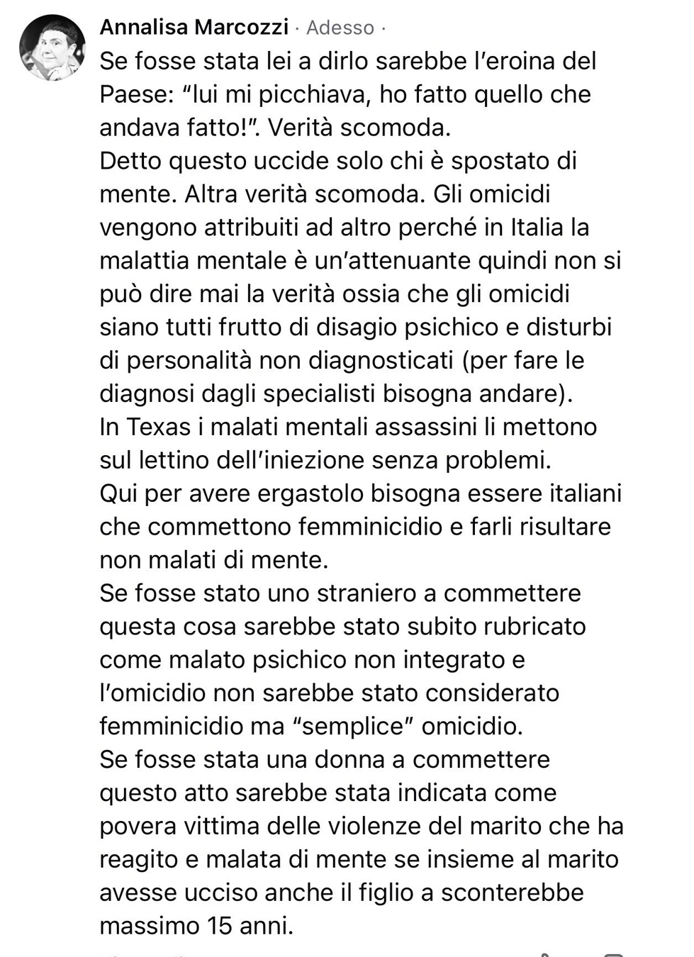 Annalisa Marcozzi, una giornalista con la schiena dritta 1 Facebook, post, Annalisa Marcozzi