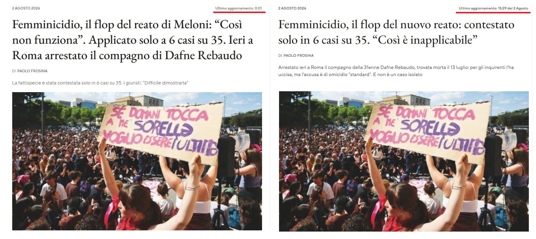 Con i dati sui “femminicidio” l’unanimità va in pezzi